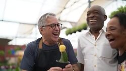 Mature African Couple Customer Buying at Flower Market Stock Footage