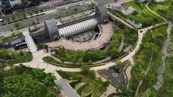 Top view aerial of taipei city park Stock Footage