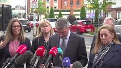 BBC representatives speak to the media following Gerry Adams' libel trial victory News Clip