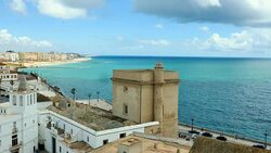 Wide Angle: Beautiful Beach and a City Stock Footage