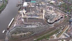 UK: Aerial views of Battersea Power Station construction work News Clip