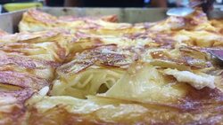 Traditional Turkish Pancake Borek, hot cheese pancake, watery Stock Footage