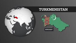 Earth Sphere Map and Turkmenistan Country Map with National Flag Stock Footage