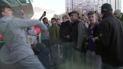 Man Utd fans protesting against the Glazers outside Old Trafford News Clip