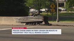 Police chase from Roxbury to Parsippany ends in fiery car crash; 3 burglary suspects hospitalized News Clip