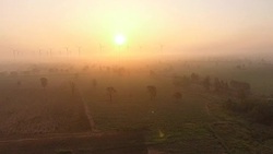 Aerial view of wind turbine Stock Footage