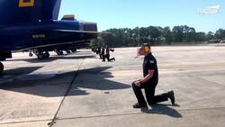 US Pilot Flies Massive Plane Super Low Over Silent Drill Platoon Instructional Video