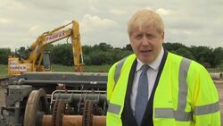 Boris Johnson interview on visit to train building site in Goole News Clip