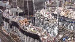 UK: Aerial views of Battersea Power Station construction work News Clip