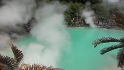 Hot spring in Beppu Oita, Japan (Geothermal Spa) Stock Footage