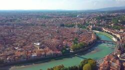 Verona: Drone Footage of Shakespeare's Romeo & Juliet City Stock Footage