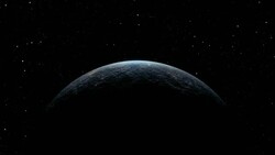 Sunrise over Dark Planet from space with galaxy star Stock Footage