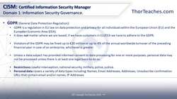 CISM Certification Domain 1: Information Security Governance Video Boot Camp 2019 - GDPR (General Data Protection Regulation) Instructional Video