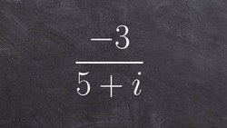 Algebra 2 - Learn how to divide a real number by a complex number by simplifying, -3/(5 + i) Instructional Video