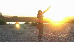 girl with Hoop in nature Stock Footage