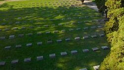 Old Cemetery in a park (aerial) Stock Footage