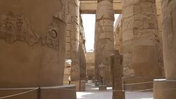 Karnak Temple in Luxor, Egypt. The Karnak Temple Complex, commonly known as Karnak, comprises a vast mix of decayed temples, chapels, pylons, and other buildings in Egypt. Stock Footage