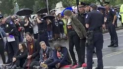 ANTI–Brett Kavanaugh – Multiple arrested for civil disobedience on day of Kavanaugh/Ford hearing Stock Footage