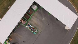 Recycling containers in waste disposal place Stock Footage