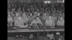 After end of Korean War, US General Mark Clark, Commander of UN Command, at press conference in South Korea before his retirement News Clip