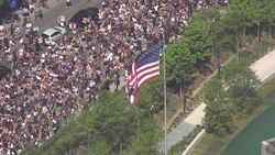Aerials of crowds in a Black Lives Matter protest in London News Clip