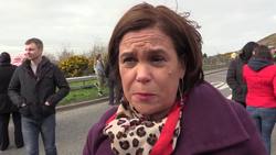 Mary Lou McDonald attends Brexit protest at Irish border News Clip