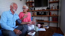 Senior man have high blood pressure Stock Footage