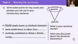 Planning and writing the conclusion of an essay about the Windrush Instructional Video