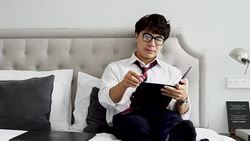 Businessman checking documents and statistics. Stock Footage