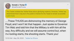 Twitter flags Trump post on Minneapolis as 'glorifying violence' News Clip