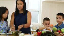 family happy meal together Stock Footage