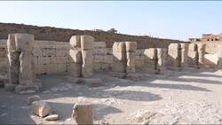 Egypt, Abydos - Temple of Rameses II - Second court Stock Footage