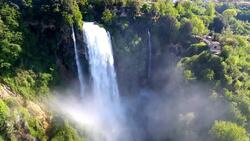 Marmore Falls: Drone Footage of Largest Man-Made Waterfall Stock Footage