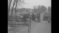 During Great Depression, farmers blockade road somewhere in US to prevent farm products from reaching market News Clip