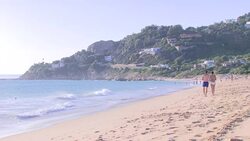 A Beautiful wide shot of Atlanterra Beach News Clip