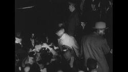 United States, 1950s: Crowd cheering at airport Stock Footage