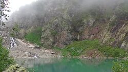 View lake scenes in mountains, national park Dombai, Caucasus, Russia, Europe Stock Footage