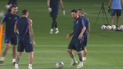 Lionel Messi training for Argentina during World Cup News Clip