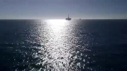 Offshore Fracking Drilling Rig in the Pacific Ocean Stock Footage