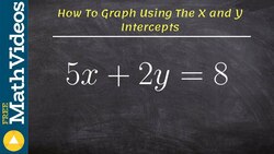 graphing an equation in standard form using the x and y intercepts 5x + 2y = 8 Instructional Video