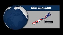 Earth Sphere Map and New Zealand Country Map with National Flag Stock Footage