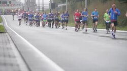 City marathon runners Stock Footage