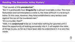 Reading 'The Boscombe Valley Mystery' Instructional Video