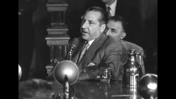 Witnesses appearing before US Senate Committee to Investigate Crime in Interstate Commerce headed by Senator Estes Kefauver News Clip