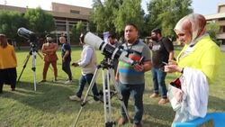 CLEAN : Students at Baghdad University use telescopes to observe partial solar eclipse News Clip
