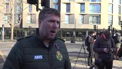 Usison Union representatives and paramedics at a picket line in London. News Clip
