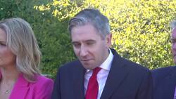 Tanaiste Simon Harris and other Fine Gael ministers speak to the media at the party think-in in Mullingar - full News Clip