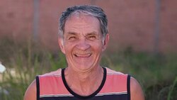 Elderly man farmer smiling Stock Footage