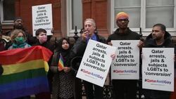 Peter Tatchell's speech during protest against the Qatar World Cup News Clip