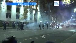 Thousands protest for second night against government decision to suspend EU talks News Clip